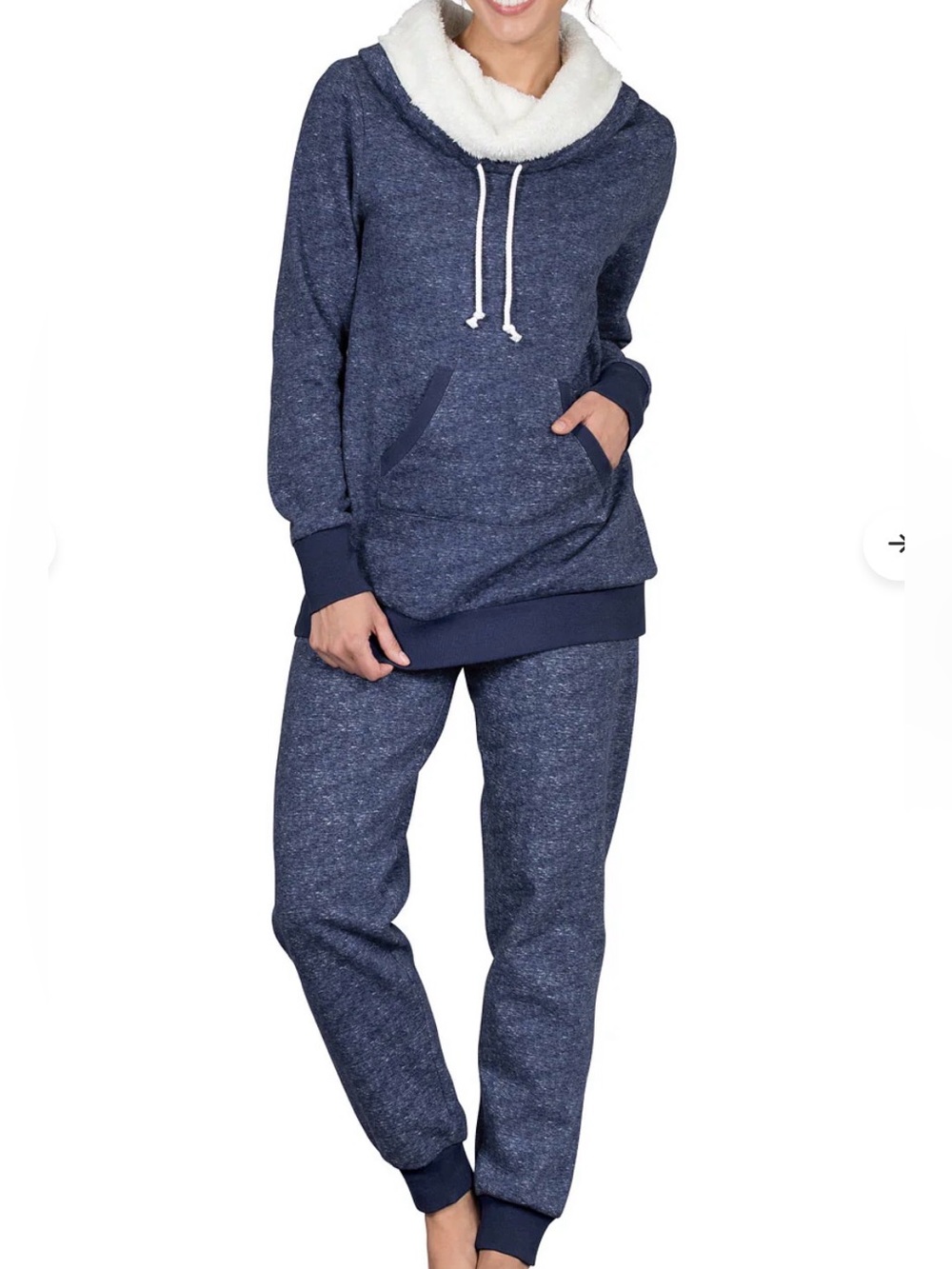 PajamaGram Navy Roll Neck Jogger Set - Women's L NWT